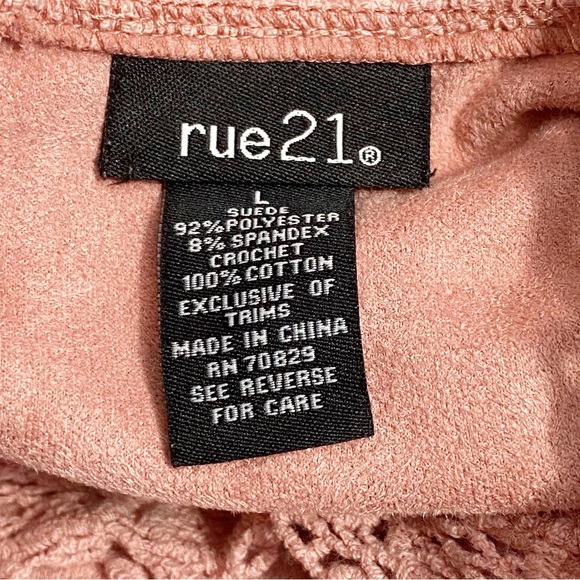 RUE21 faux suede sleeveless soft fit and flare dress embellished with crochet L - Picture 5 of 6